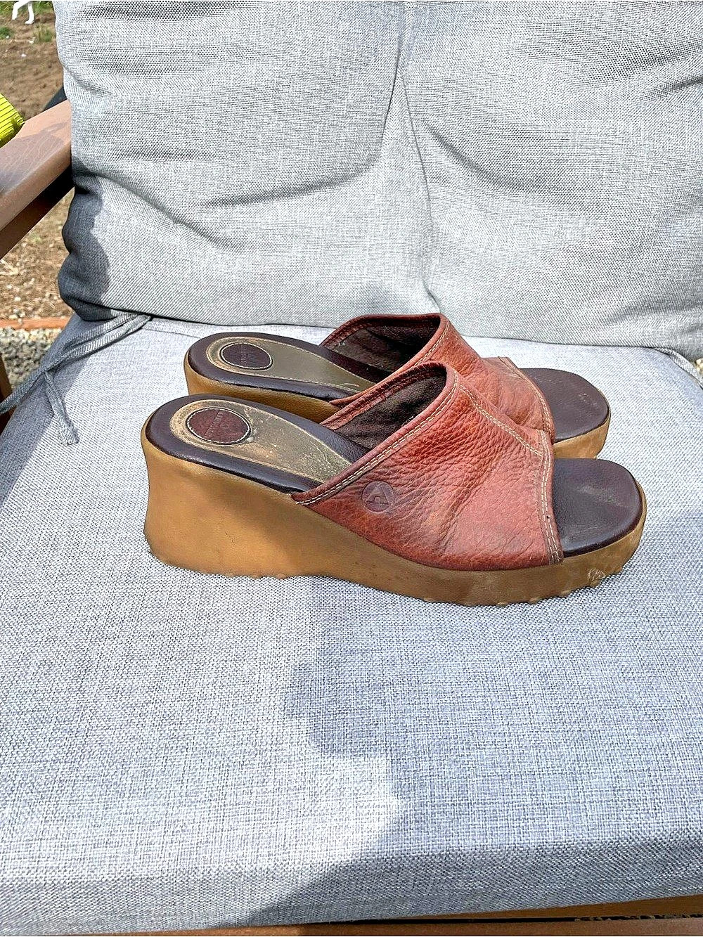 Vintage Airwalks Leather Wedge Sandals in Brown